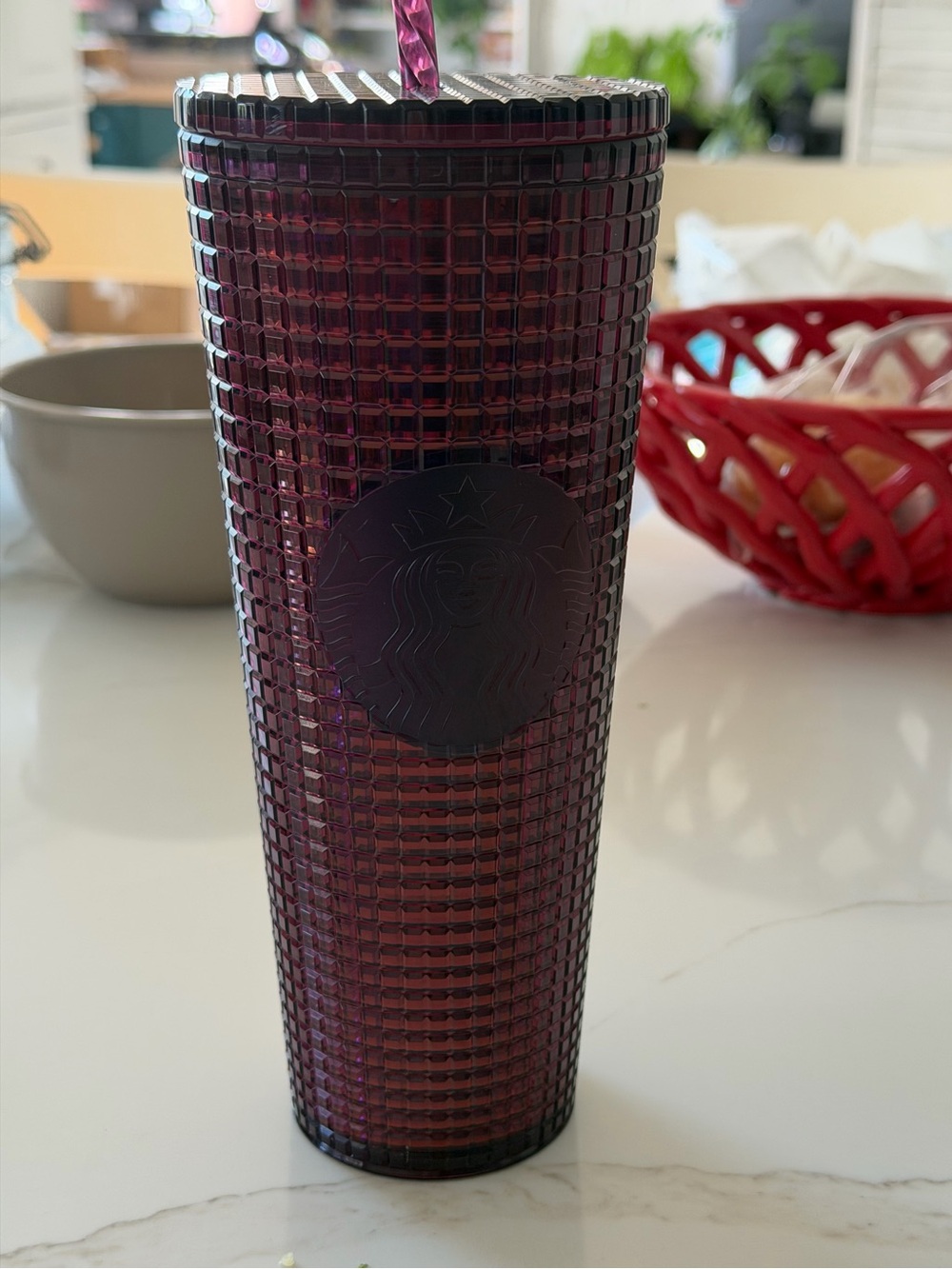 Starbucks Venti Burgundy Wine Textured Drink Cup new with tags